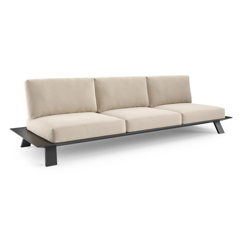 Cesano loungebank in zwart aluminium met lopi sand all weather Sunbrella® luxe kussen