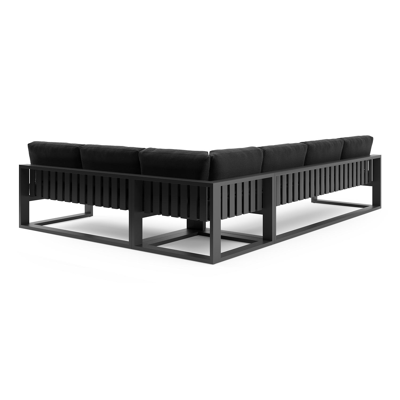 Verato loungehoek in zwart aluminium met lopi baribal all weather sunbrella® luxe kussen