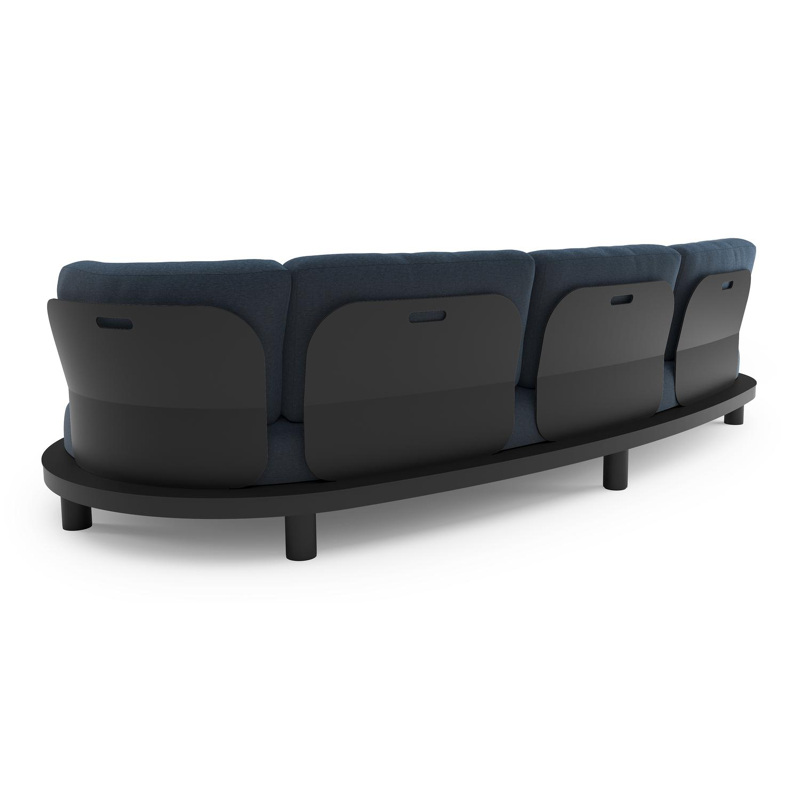 Donato loungebank in zwart aluminium met heritage indigo All Weather Sunbrella® luxe kussen