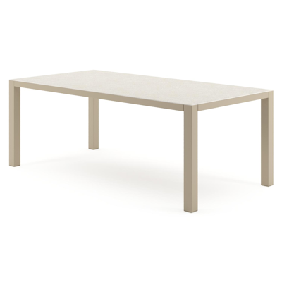 Como tuintafel rechthoekig in beige aluminium en volkeramiek Shilin - L 200 x B 100 x H 73 cm
