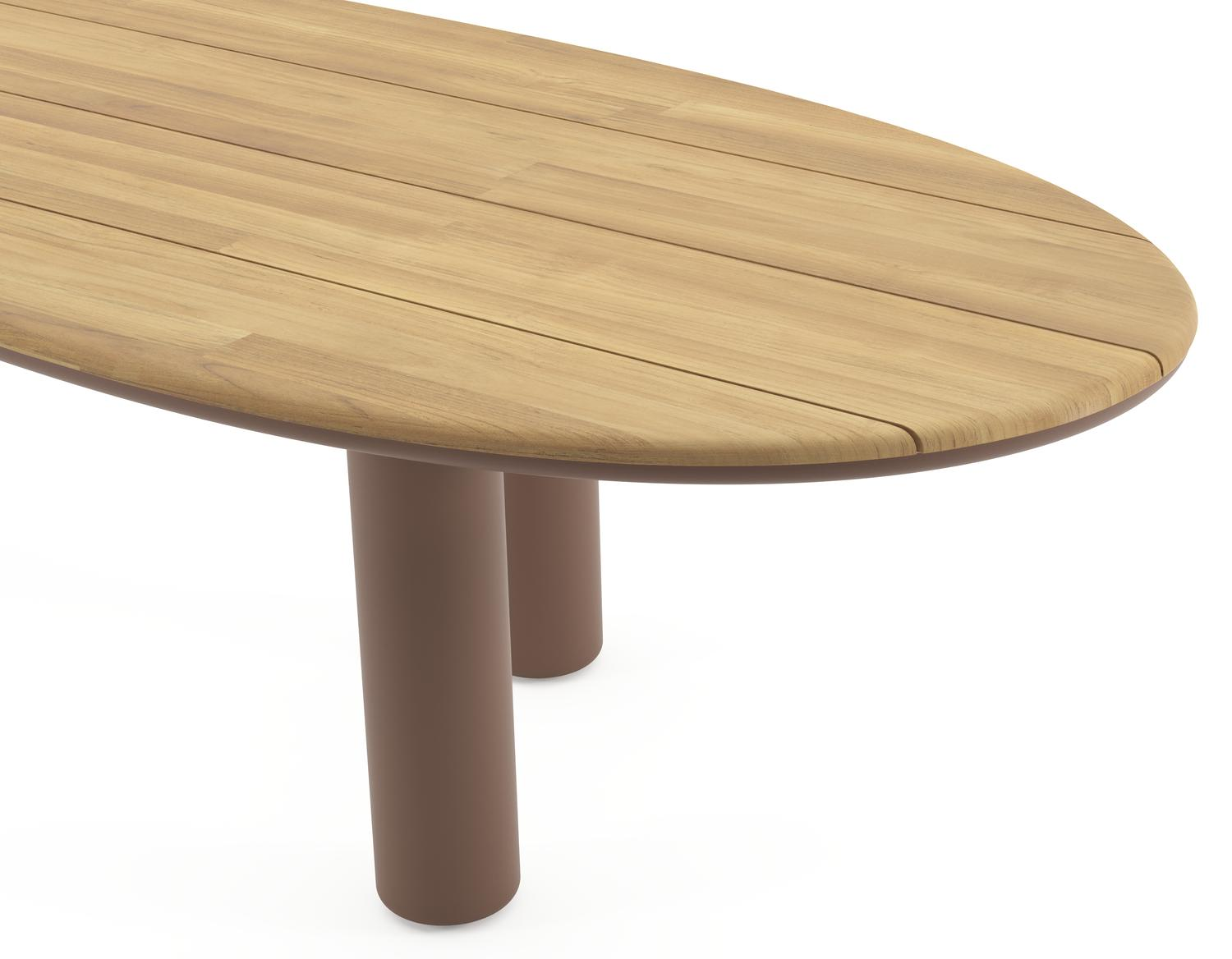 Amico tuintafel organisch in taupe aluminium en teak - L 320 x B 120 x H 73.5 cm