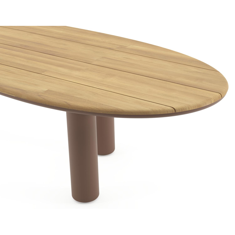 Amico tuintafel organisch in taupe aluminium en teak - L 320 x B 120 x H 73.5 cm