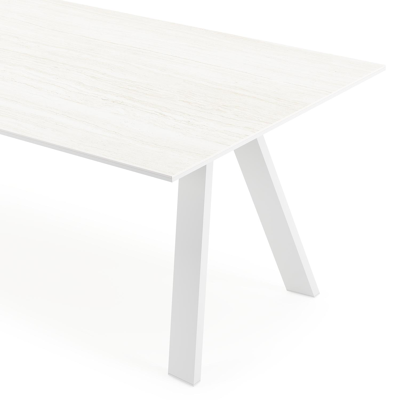 Cesano tuintafel rechthoekig in wit aluminium en volkeramiek calista - L 240 x B 100 x H 75 cm