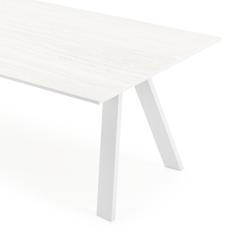 Cesano tuintafel rechthoekig in wit aluminium en volkeramiek calista - L 240 x B 100 x H 75 cm