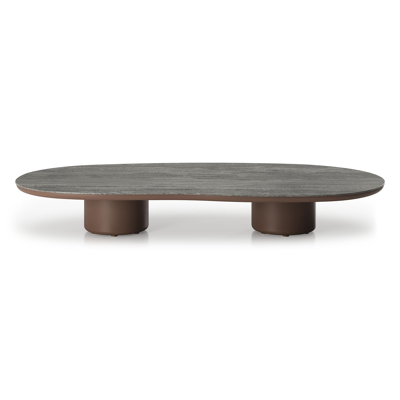 Amico loungetafel organisch in taupe aluminium en volkeramiek Aspen Grey - L 170 x B 91 x H 25 cm