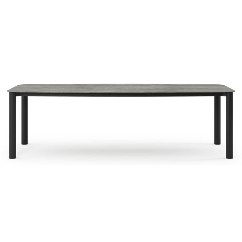 Orso tuintafel bootvorm in zwart aluminium en volkeramiek aspen grey - L 255 x B 115 x H 75 cm