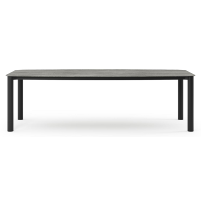 Orso tuintafel bootvorm in zwart aluminium en volkeramiek aspen grey - L 255 x B 115 x H 75 cm