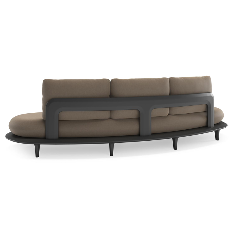 Bomero loungebank in zwart aluminium met natte heather grey all weather sunbrella® luxe kussen