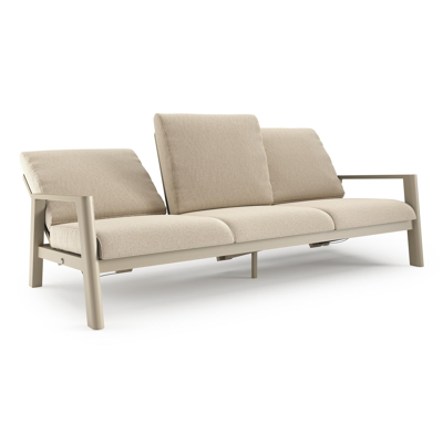 Canapé de jardin Cirello en aluminium beige et coussins en all weather cosytica althea chalk