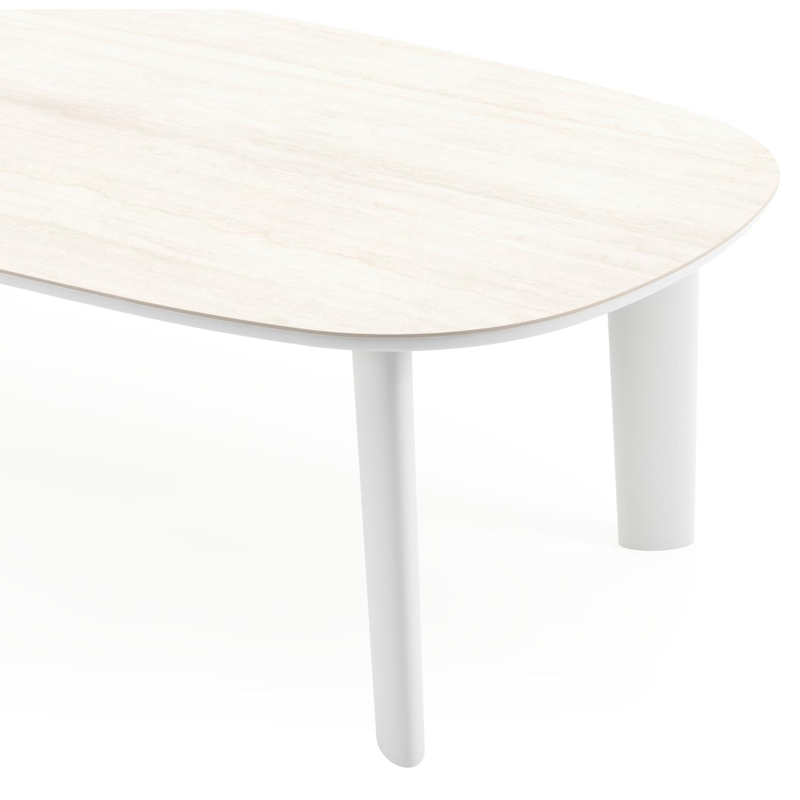 Amico tuintafel bombo in wit aluminium en volkeramiek Travertino Bianco - L 270 x B 125 x H 73.5 cm