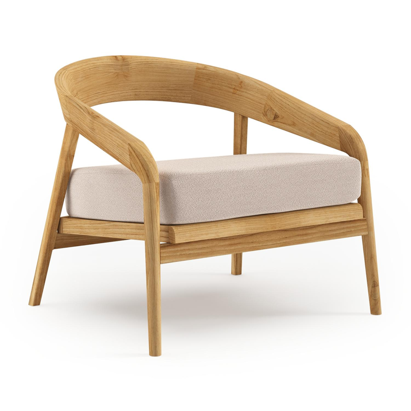 Lacrima loungestoel in teak met wander pilat all weather Sunbrella® luxe kussen