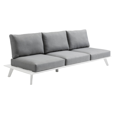 Canapé de jardin Puglia 3-pl en aluminium blanc avec coussin en weather+ softtouch gris