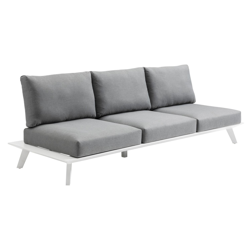 Canapé de jardin Puglia 3-pl en aluminium blanc avec coussin en weather+ softtouch gris