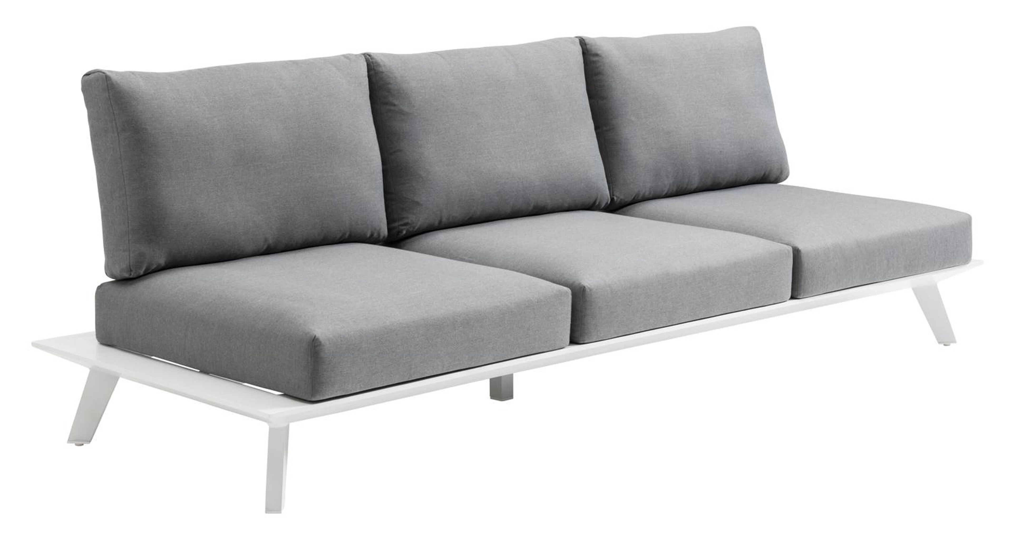 Canapé de jardin Puglia 3-pl en aluminium blanc avec coussin en weather+ softtouch gris