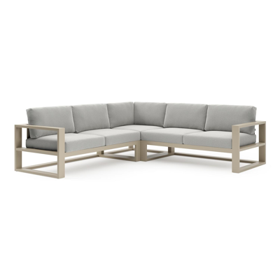 Verato loungehoek in beige aluminium met savane nimbus all weather sunbrella® luxe kussen