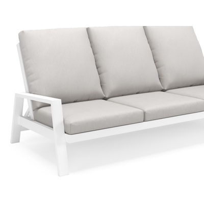 VENETO lounge 3-SEATER w/ADJ BACK alu WHITE+ AW SUNBRELLA PREMIUM