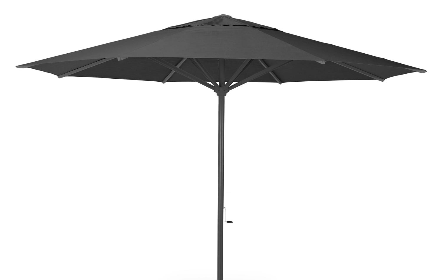 Solino staanparasol in zwart aluminium met zwart all weather sunbrella® premium parasoldoek - Dia. 400 cm (zonder voet)
