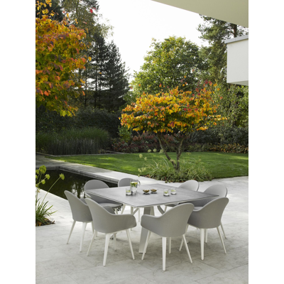 Cesano tuintafel in wit aluminium en volkeramiek aspen grey - L 148 x B 148 x H 74,5 cm