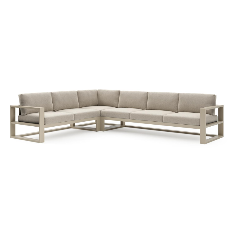 Salon de jardin d'angle Verato en aluminium beige et coussins en All Weather Cosytica catania sand