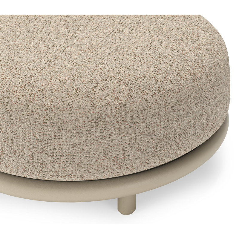 Lomano poef in beige aluminium en beige verticaal geweven luxe vlakke rope met Bora Jungle all weather cosytica