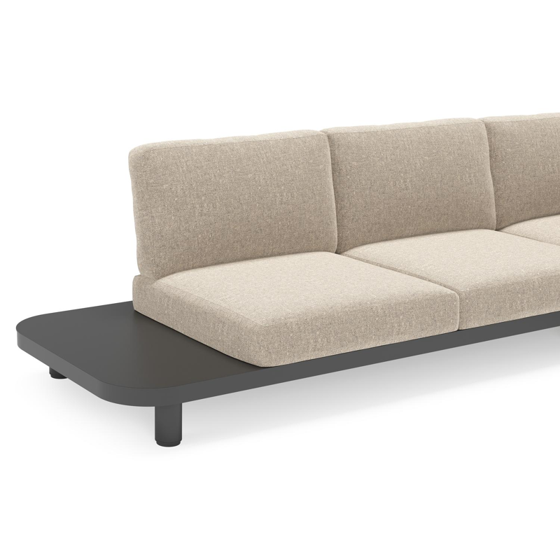 Salon de jardin d'angle Donato en aluminium noir et coussins en all weather sunbrella® luxe Chartres Pewter