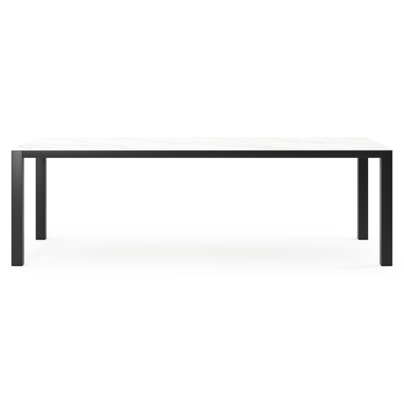Como tuintafel in zwart aluminium en volkeramiek Calacatta - L 240 x B 100 x H 75 cm