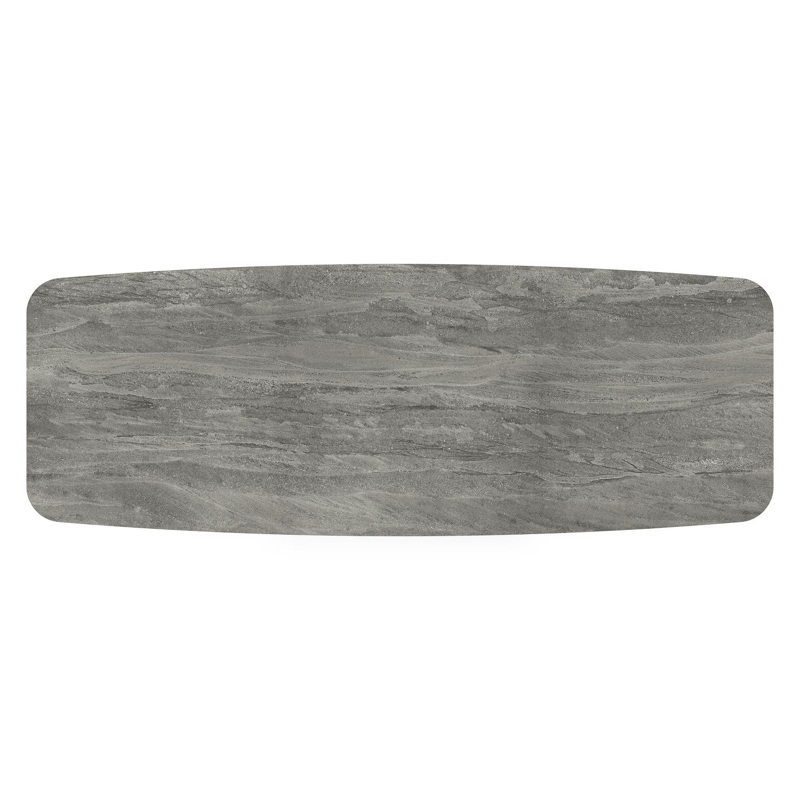 Orso tuintafel bootvorm in zwart aluminium en volkeramiek aspen grey - L 315 x B 115 x H 75 cm