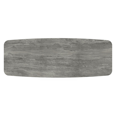 Orso tuintafel bootvorm in zwart aluminium en volkeramiek aspen grey - L 315 x B 115 x H 75 cm