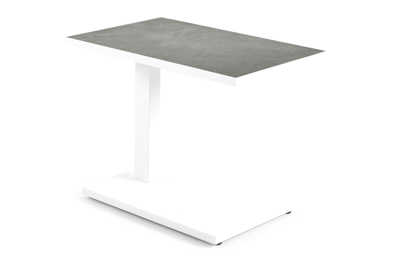 Talana bijzettafel in wit aluminium en grijs volkeramiek - L 60 x B 40 x H 47/67,50