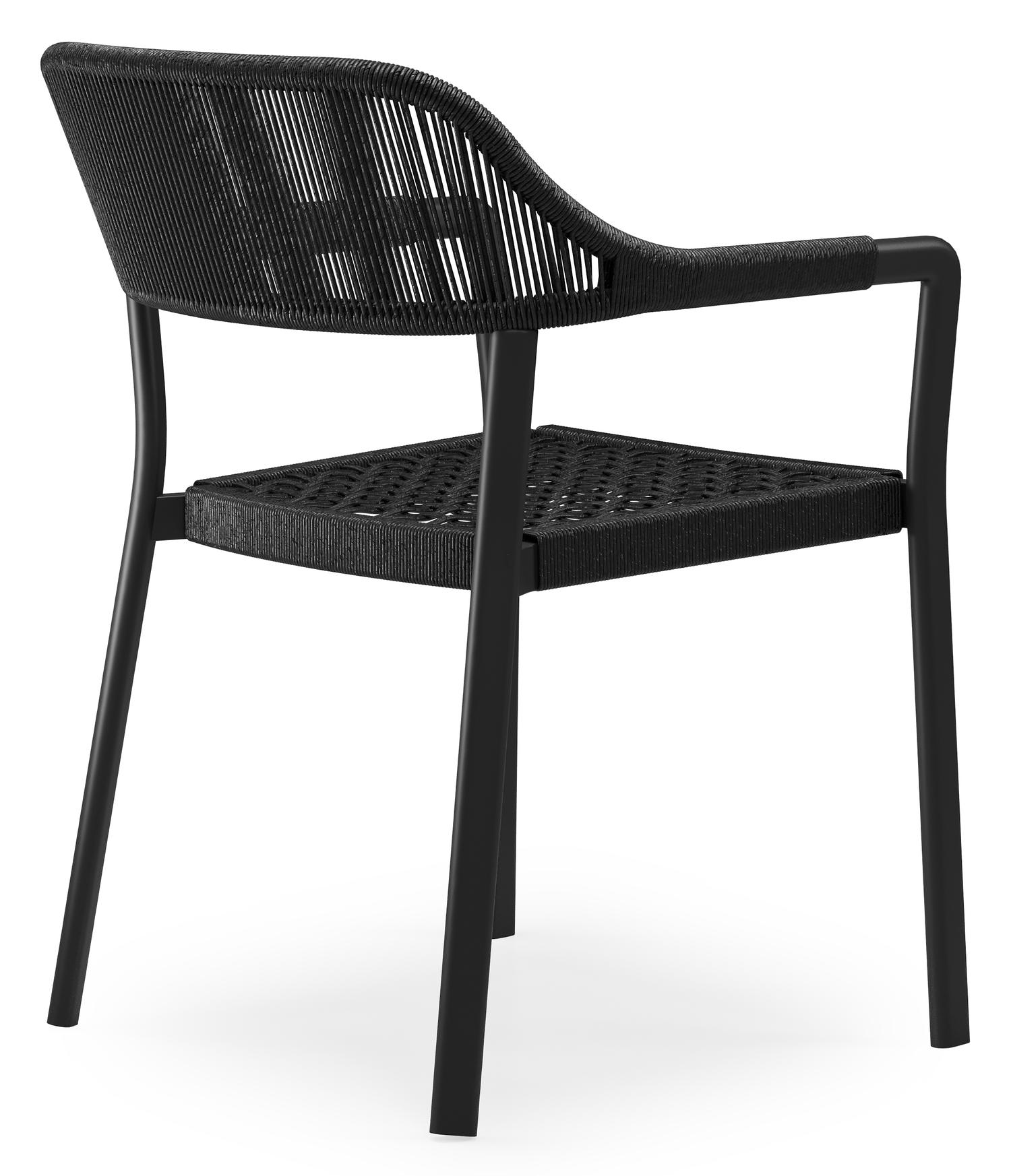 Chaise de jardin empilable Cesano in aluminium noir et résine tressée noir
