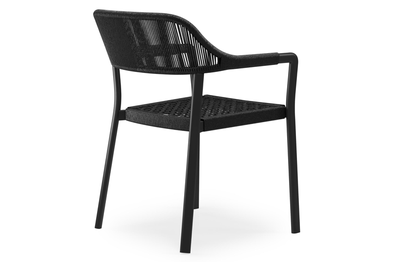 Cesano stapelbare tuinstoel in zwart aluminium en zwart wicker