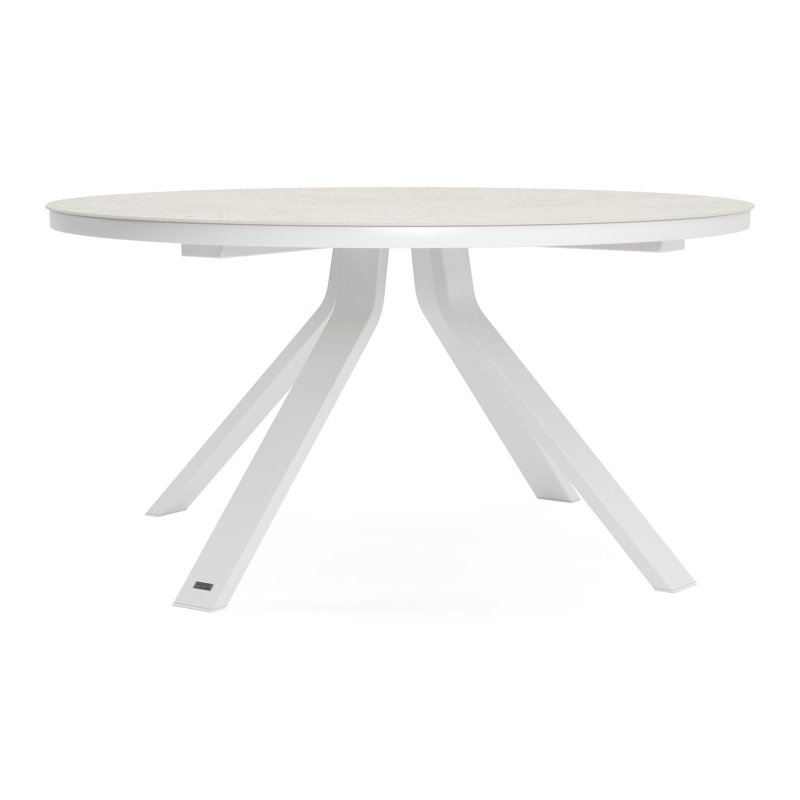 Table de jardin Cesano ronde en aluminium blanc et céramique pleine shilin - Diam. 148 x Haut. 75 cm