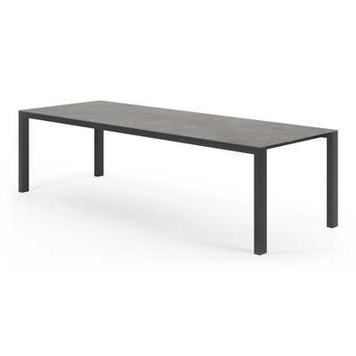 Ensemble de jardin Trente en aluminium noir avec plateau de table en céramique pleine gris et 10 chaises de jardin Artena