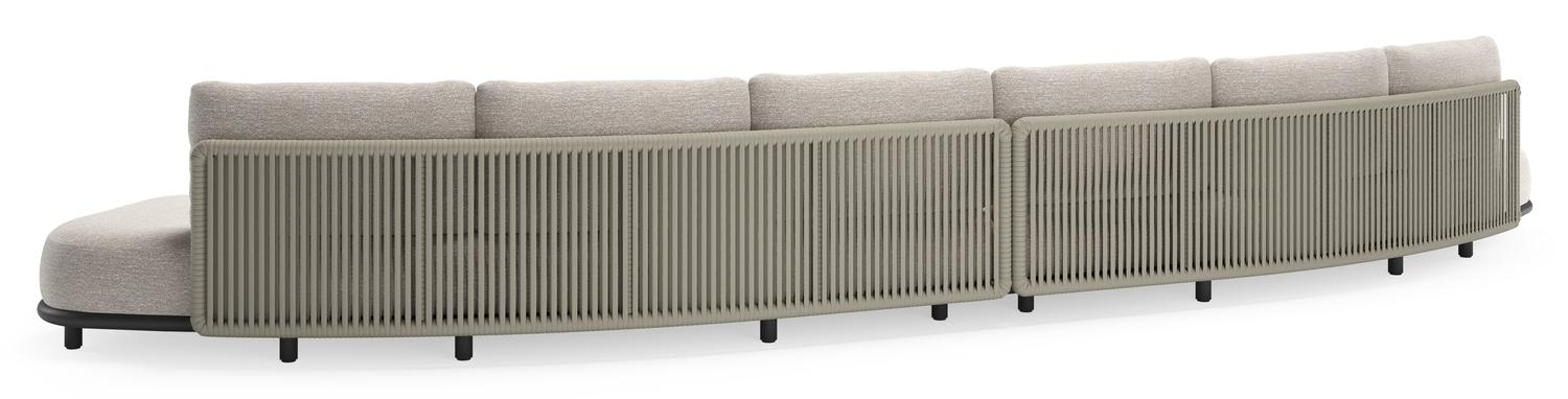 Lomano loungebank in zwart aluminium en beige verticaal geweven luxe vlakke rope met Tundra Sand all weather sunbrella® luxe