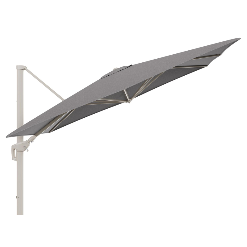 Minore zweefparasol met tiltfunctie in beige aluminium en Chartres Drizzle All Weather Sunbrella® Luxe parasoldoek - L1: 280 x L2: 370 cm (zonder voet)