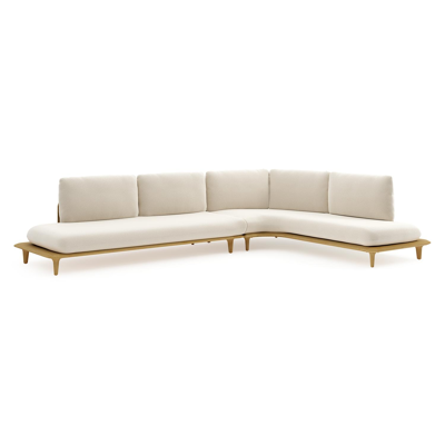 Bomero loungehoek in teak met althea off white all weather cosytica kussen