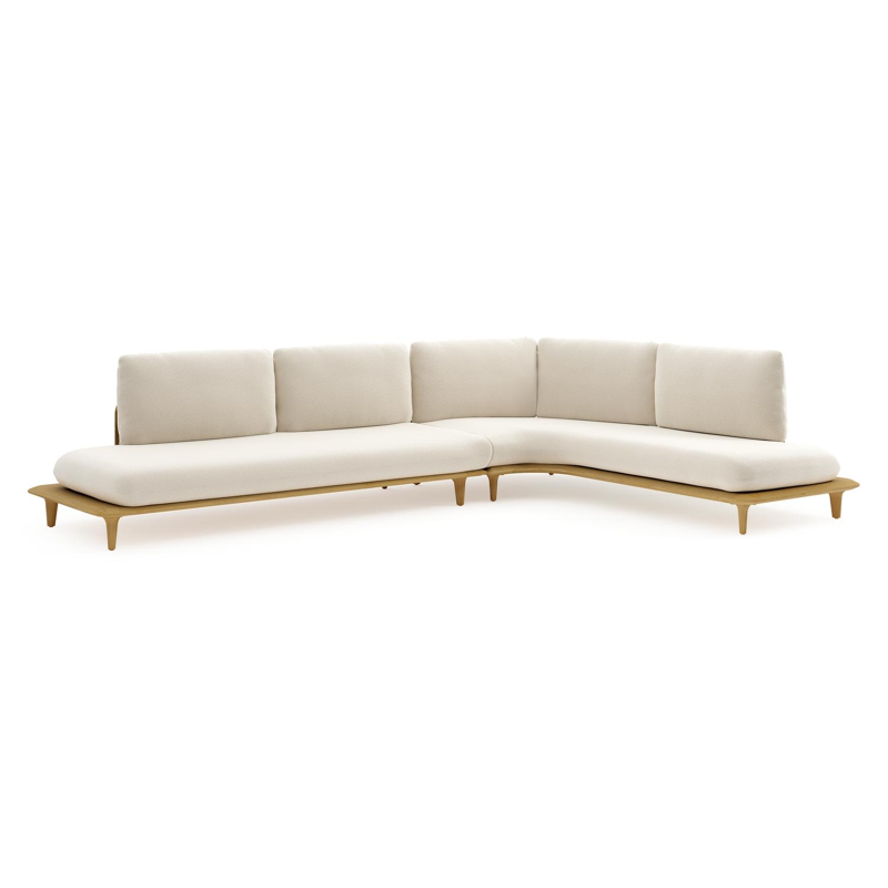 Bomero loungehoek in teak met althea off white all weather cosytica kussen