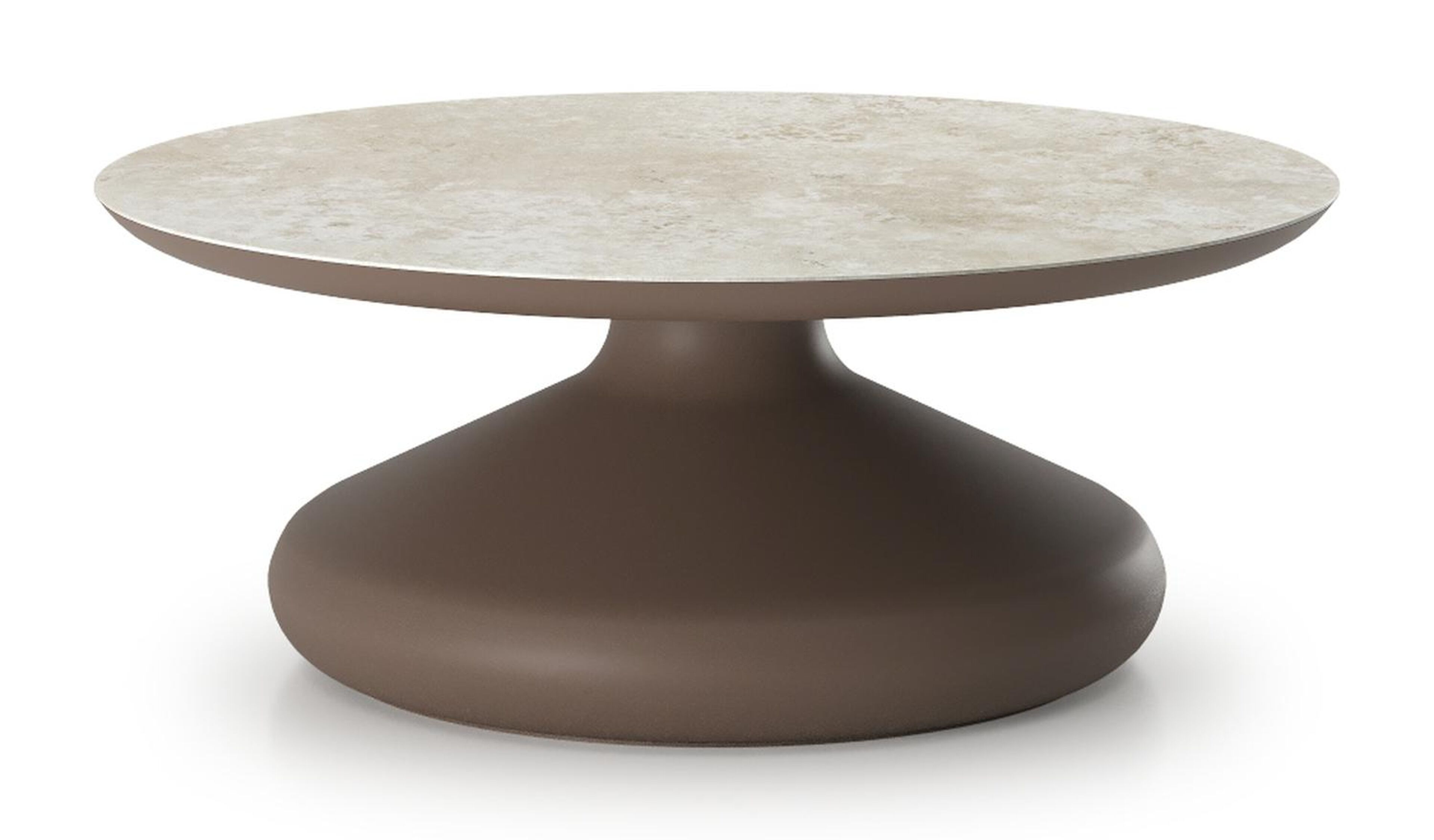 Table de basse Bomero ronde en aluminium taupe et céramique pleine Rapolano - Diam. 84 x Haut. 32 cm