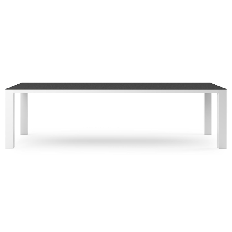 Table de jardin Nano en aluminium blanc et céramique pleine nero black - Lg 280 x Larg. 110 x H 75 cm