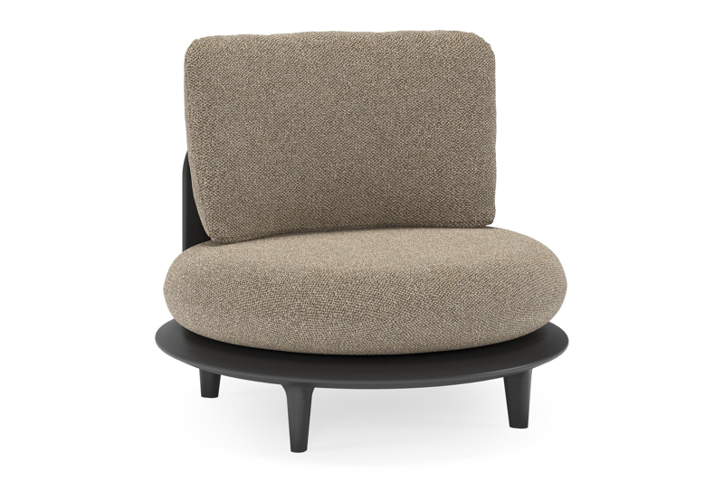 Bomero loungestoel in zwart aluminium met madagascar burch all weather cosytica kussen