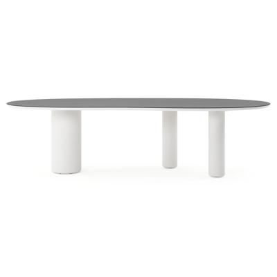 Table de jardin Amico organique en aluminium blanc et céramique pleine Basalt Black - Lg. 280 x Lrg. 120 x Haut. 73.5 cm