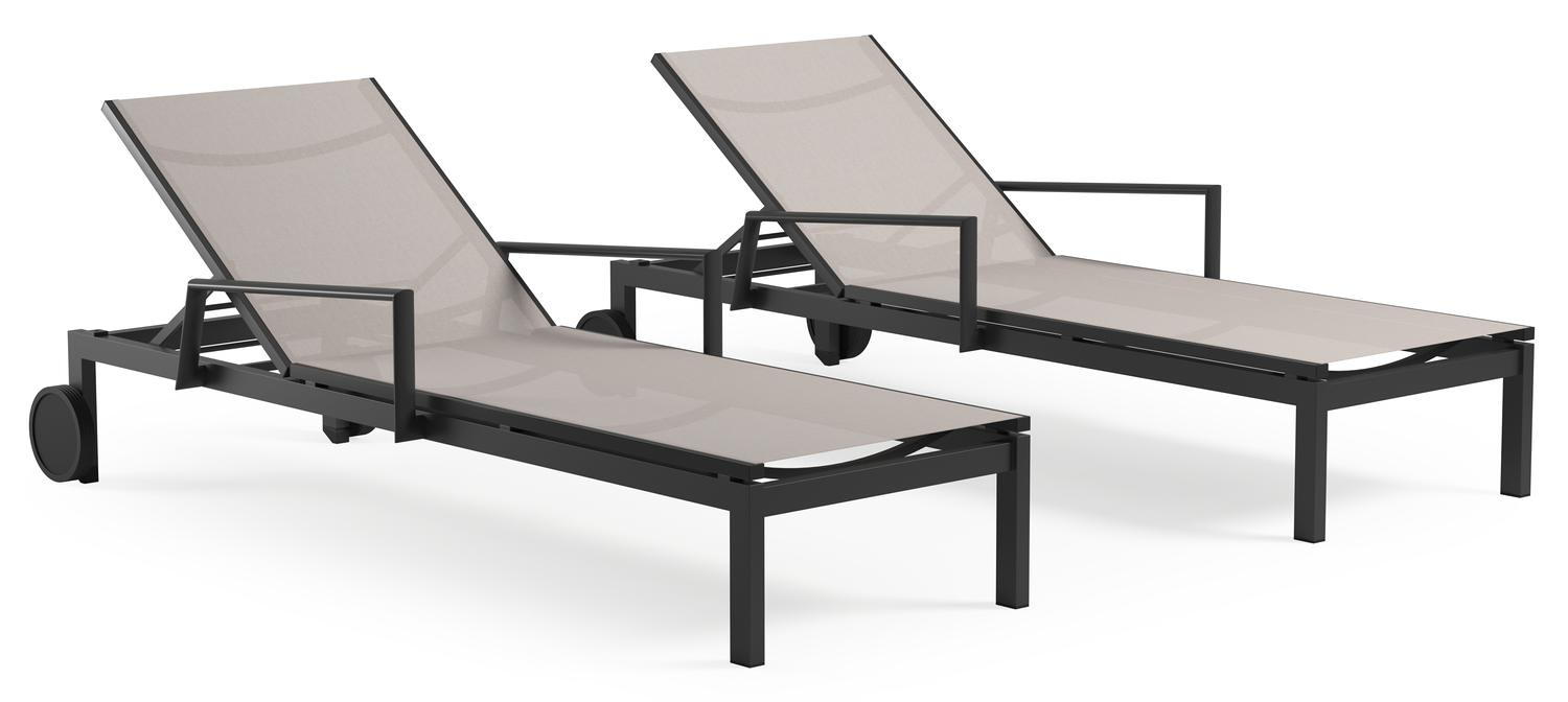 Set van 2 verstelbare Caravelle ligbedden in zwart aluminium