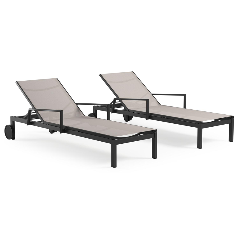 Set van 2 verstelbare Caravelle ligbedden in zwart aluminium