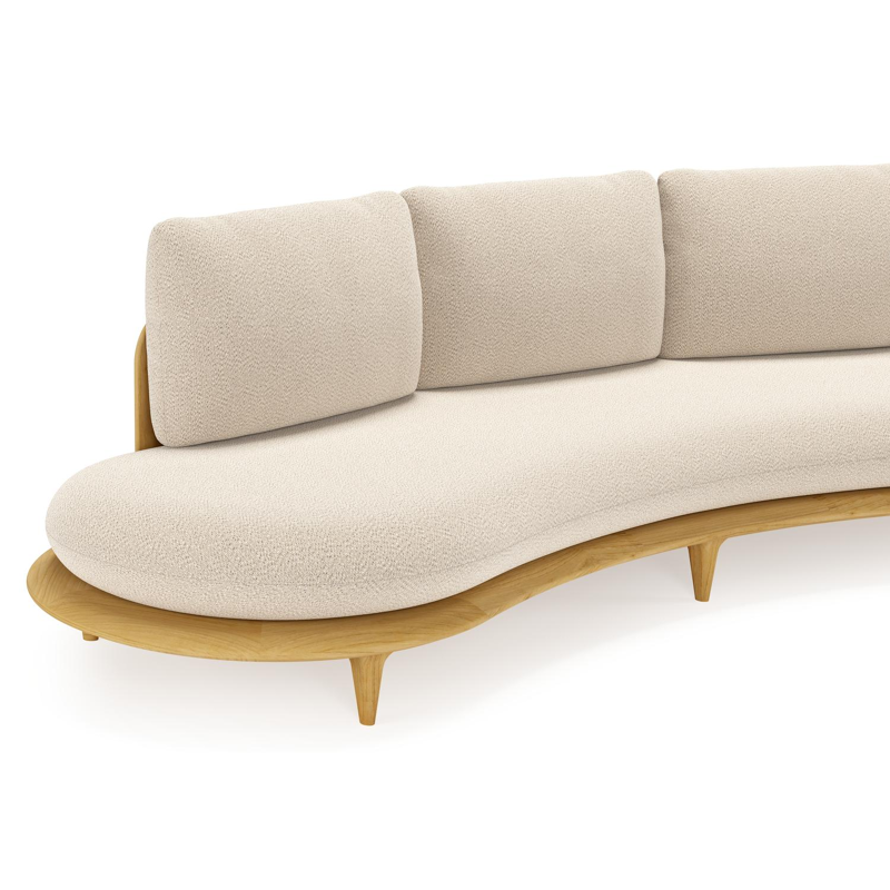 Bomero loungebank in teak met lopi sand all weather sunbrella® luxe kussen