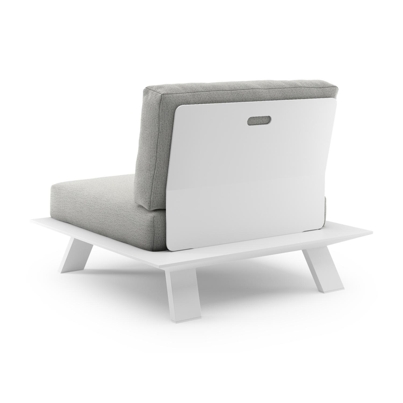 Cesano loungestoel 1-zit in wit aluminium met savane nimbus all weather sunbrella® luxe kussen