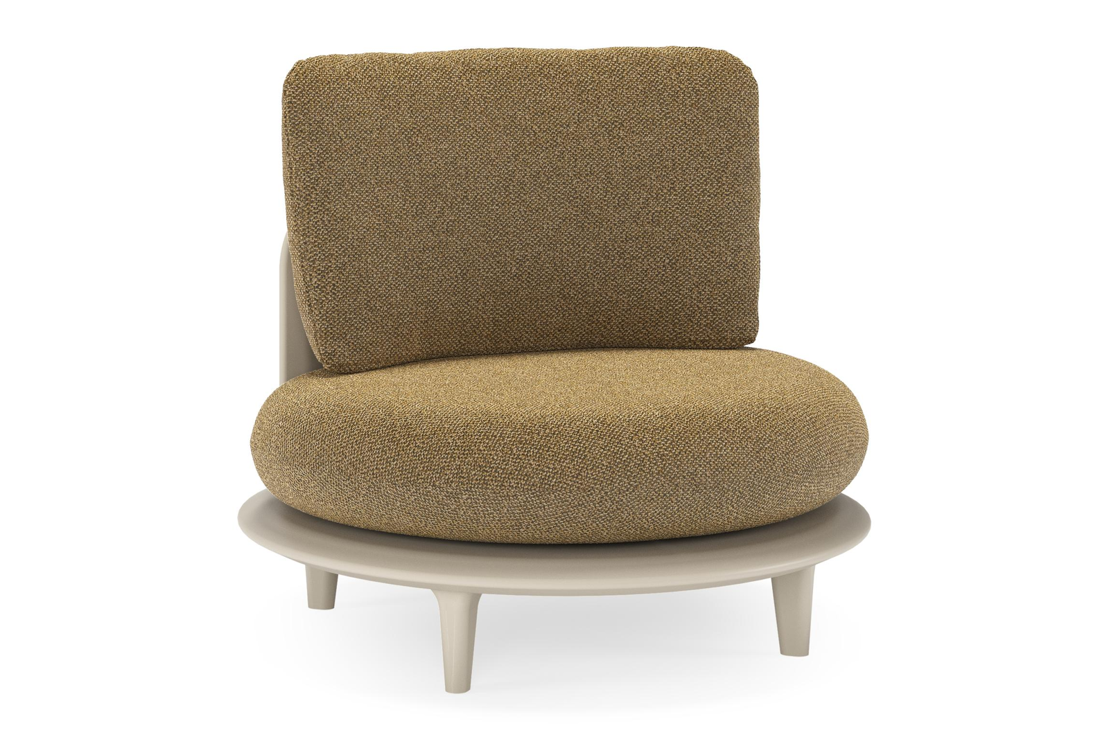 Bomero loungestoel in beige aluminium met madagascar walnut all weather cosytica kussen