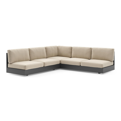 Como loungehoek in zwart aluminium met althea chalk all weather cosytica kussen