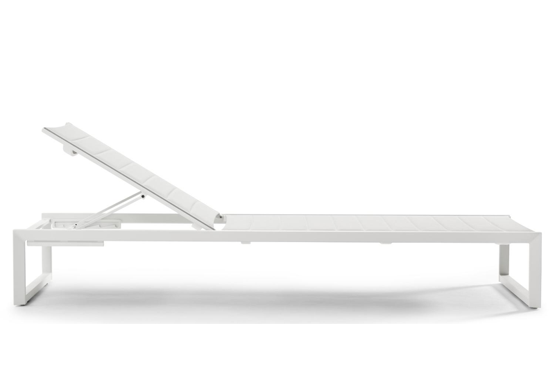 Cirello verstelbaar ligbed in wit aluminium met grijs comfort textilene