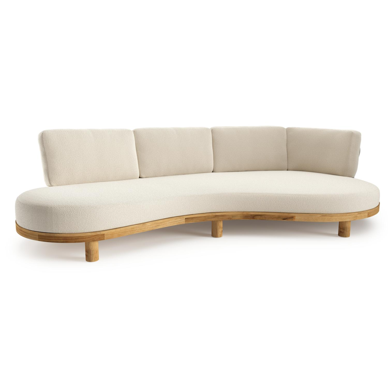 Donato loungebank in teak met althea off white all weather cosytica kussen