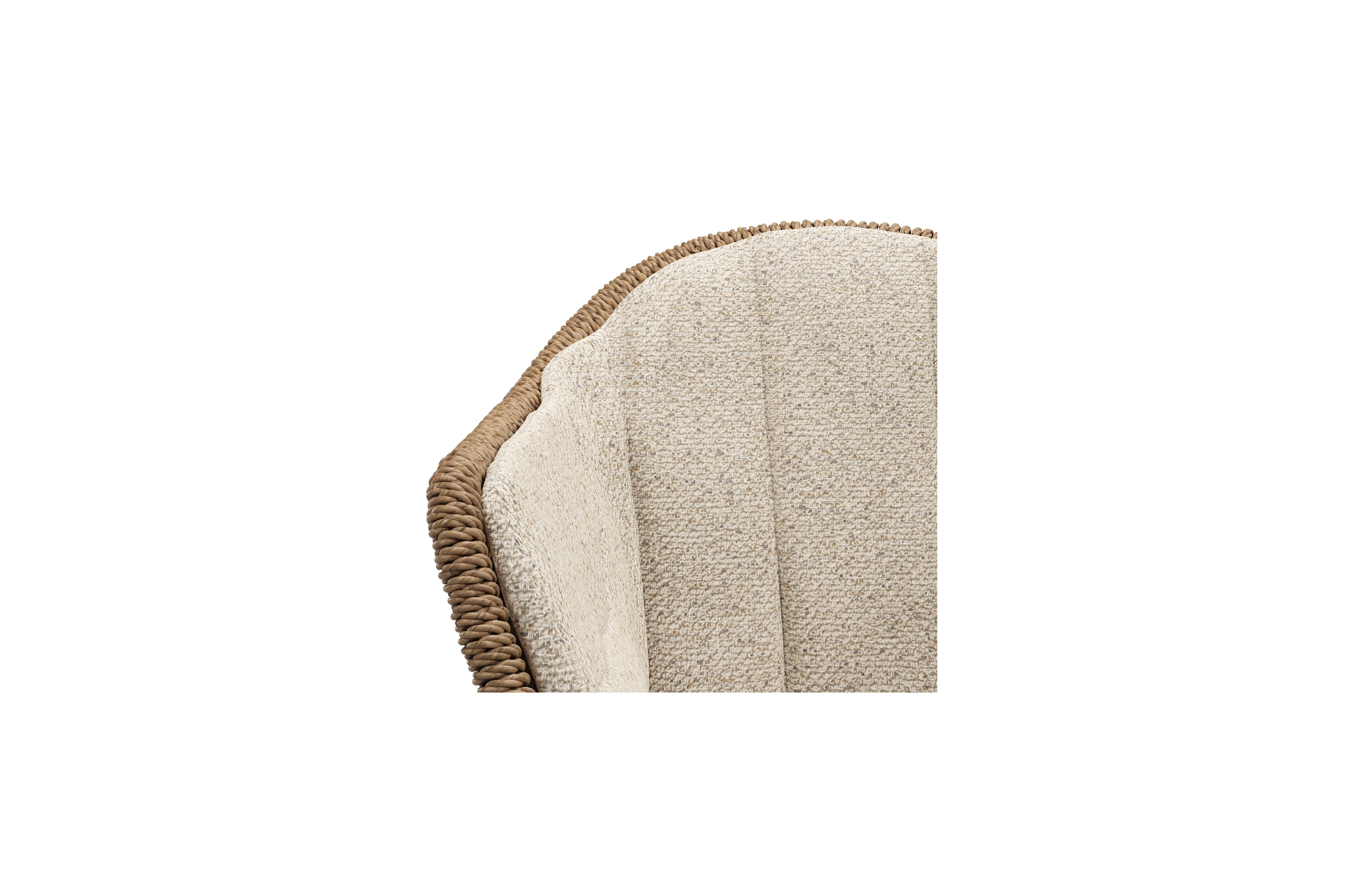 Pagino tuinstoel in wit aluminium en bruin ronde wicker met zitkussen in All Weather Cosytica Bora Desert